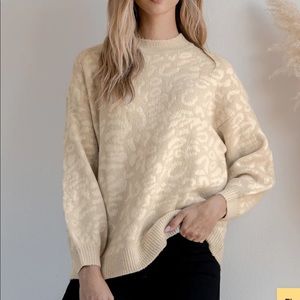 LuLu’s Beige Leopard Print Knit Sweater
